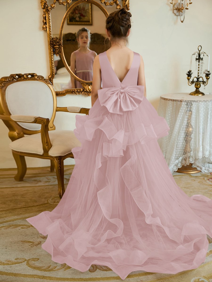 NumberSea - Ball - Gown/Princess Satin Tulle Floor - length Flower Girl Dress