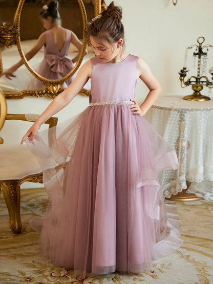 NumberSea - Ball - Gown/Princess Satin Tulle Floor - length Flower Girl Dress