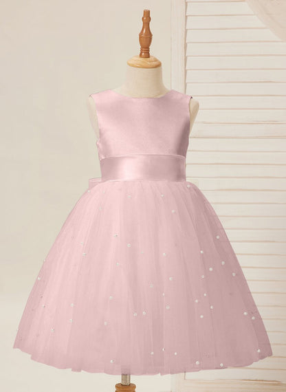 NumberSea - Ball - Gown/Princess Satin Tulle Knee - length Flower Girl Dress