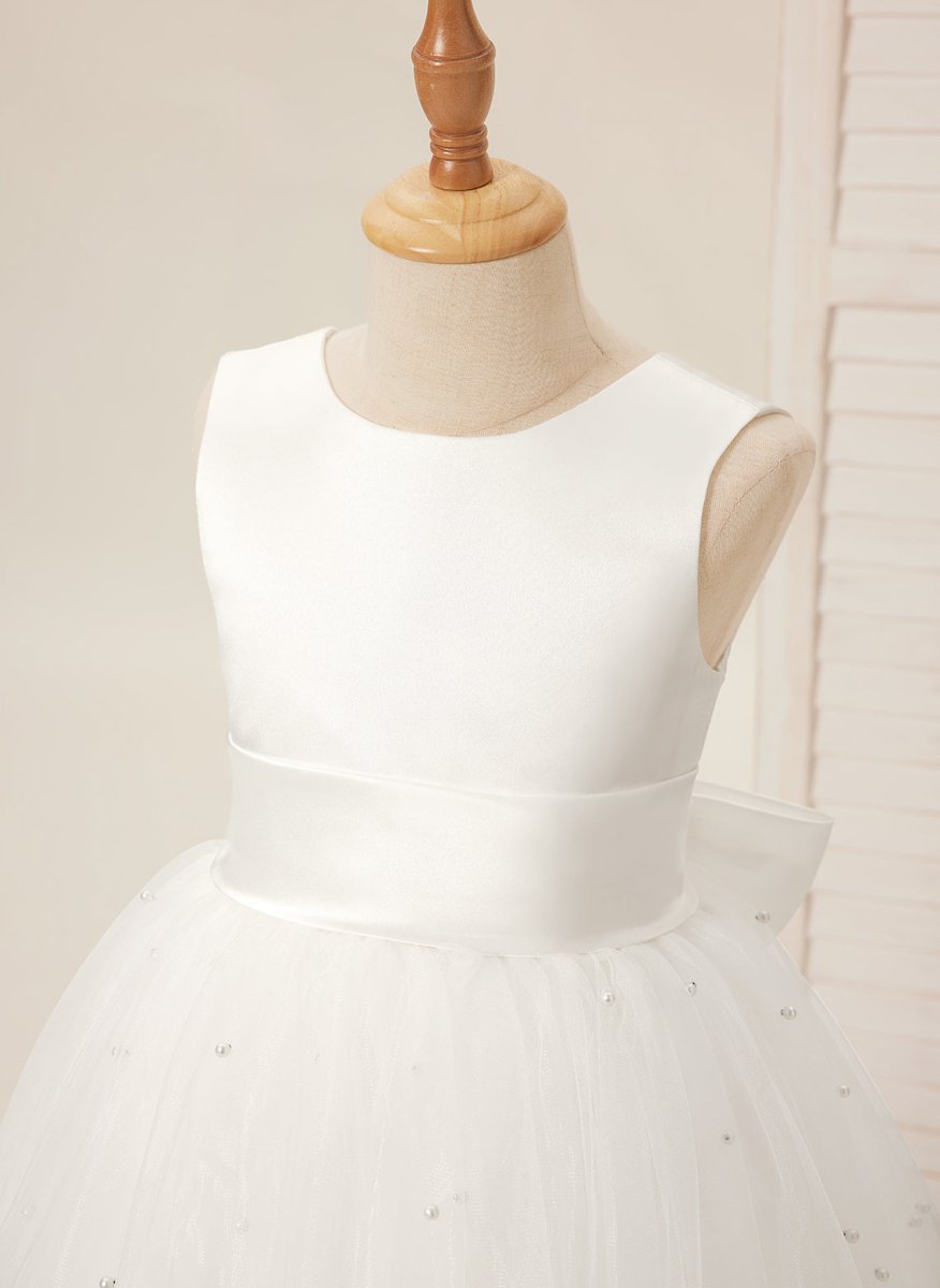 NumberSea - Ball - Gown/Princess Satin Tulle Knee - length Flower Girl Dress