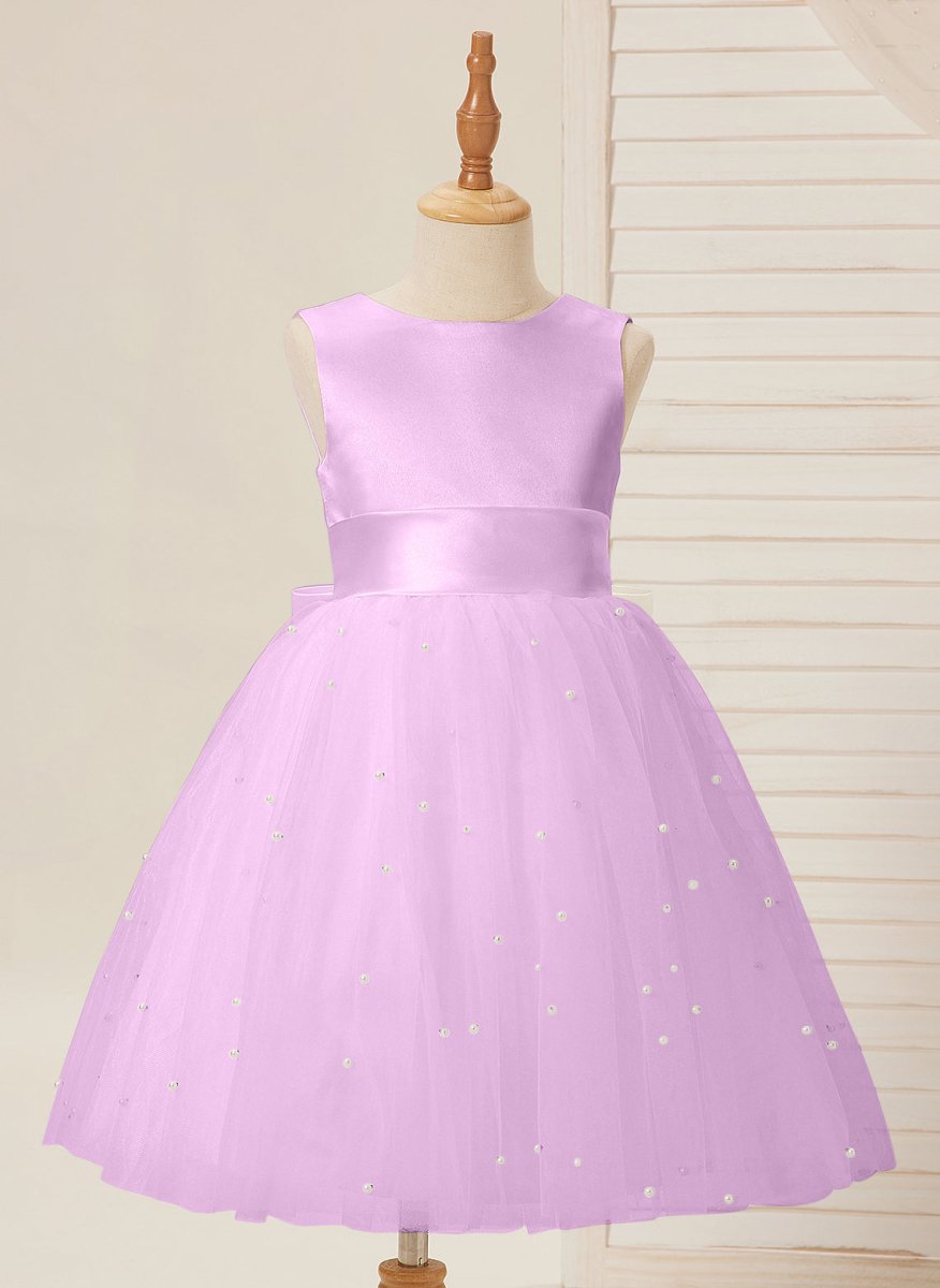 NumberSea - Ball - Gown/Princess Satin Tulle Knee - length Flower Girl Dress