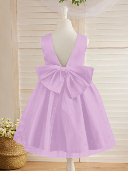 NumberSea - Ball - Gown/Princess Satin Tulle Knee - length Flower Girl Dress