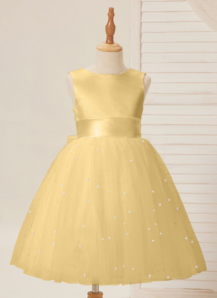 NumberSea - Ball - Gown/Princess Satin Tulle Knee - length Flower Girl Dress