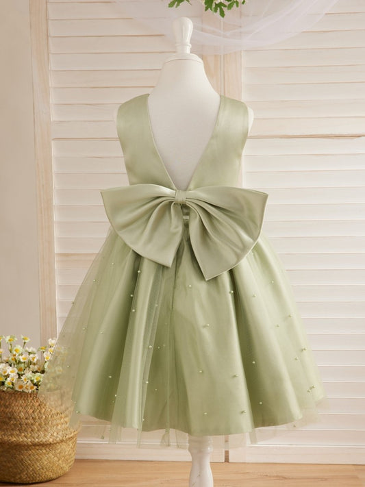 NumberSea - Ball - Gown/Princess Satin Tulle Knee - length Flower Girl Dress