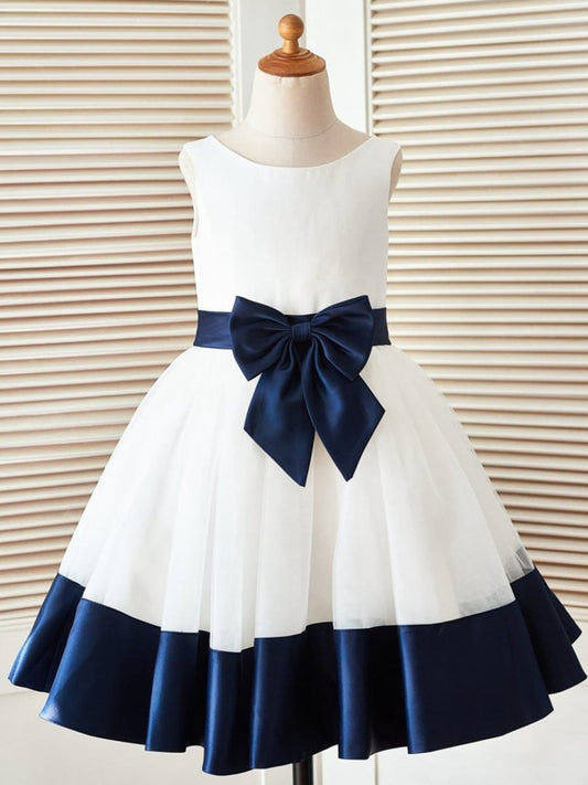 NumberSea - Ball - Gown/Princess Satin Tulle Knee - length Flower Girl Dress