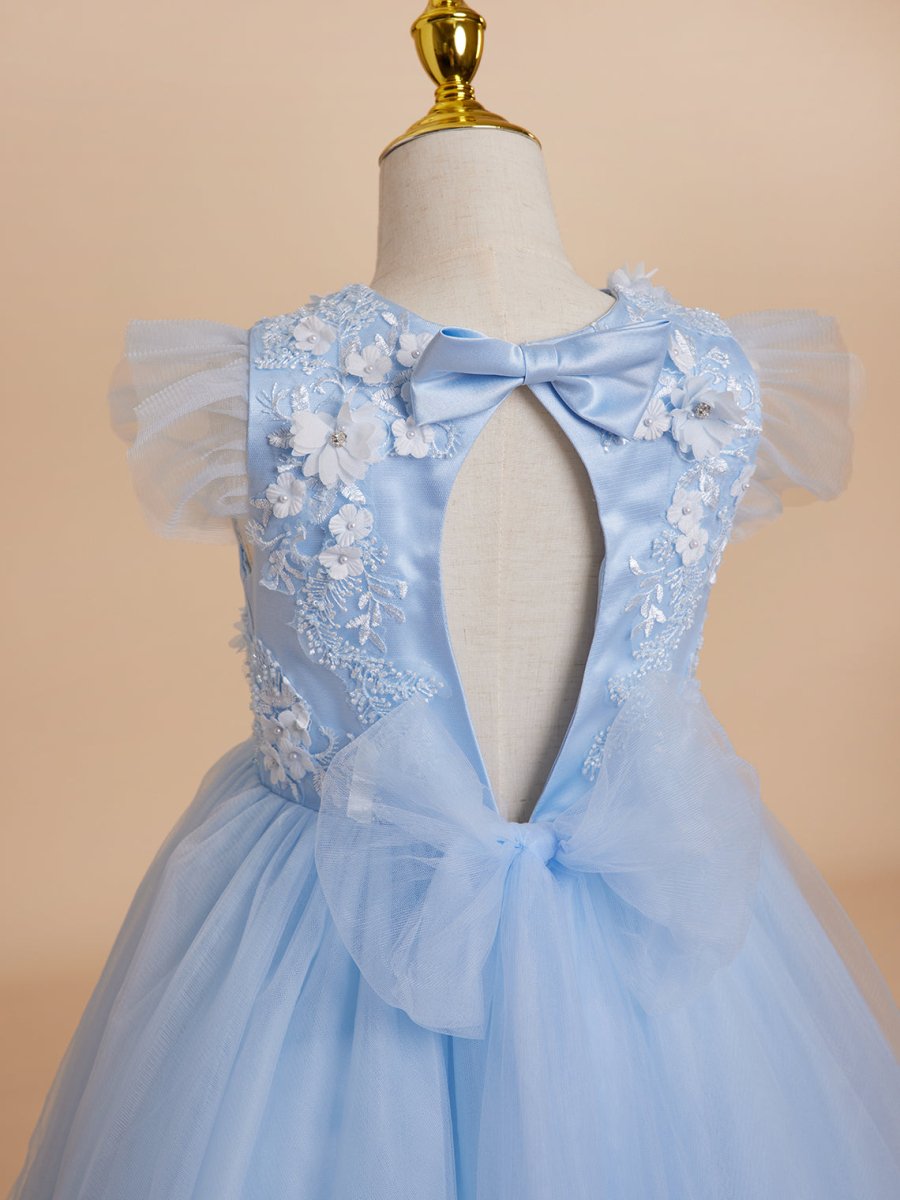 NumberSea - Ball - Gown/Princess Satin Tulle Tea - length Blue Dress (2003225970)