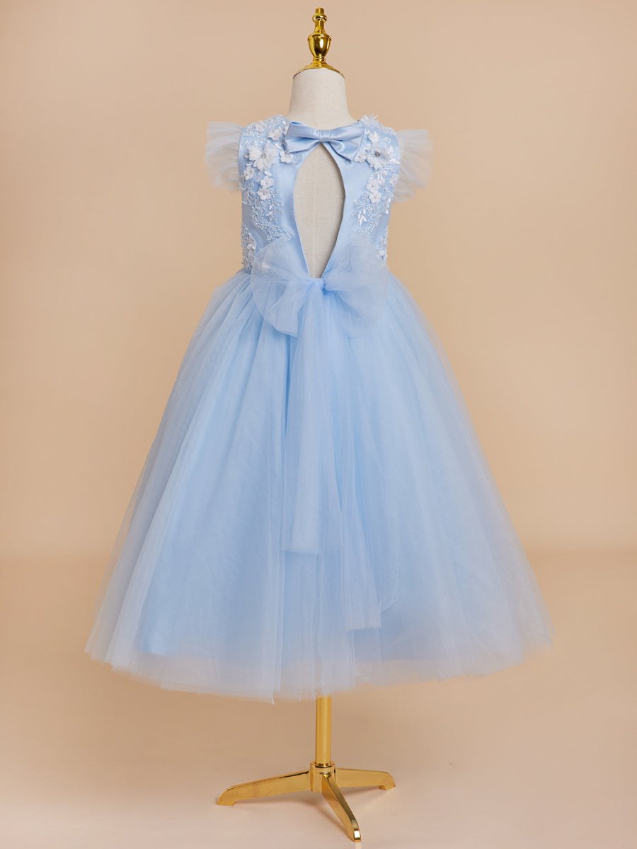 NumberSea - Ball - Gown/Princess Satin Tulle Tea - length Blue Dress (2003225970)