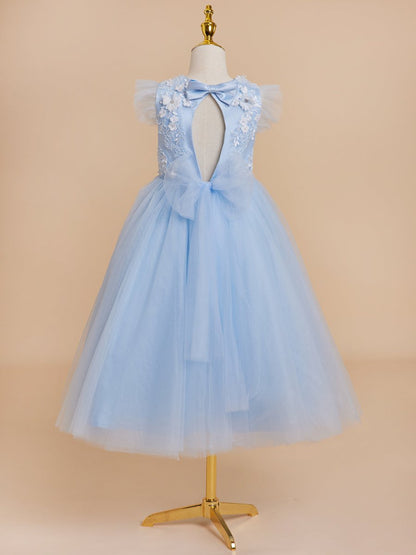 NumberSea - Ball - Gown/Princess Satin Tulle Tea - length Blue Dress (2003225970)