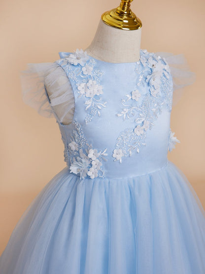 NumberSea - Ball - Gown/Princess Satin Tulle Tea - length Blue Dress (2003225970)