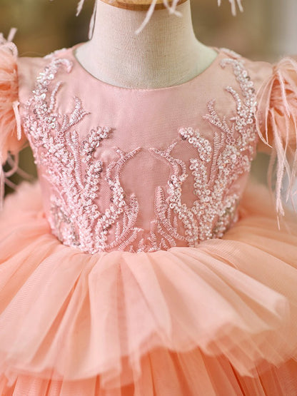 NumberSea - Ball - Gown/Princess Tulle Asymmetrical 1st Birthday Party Baby Girl Dress