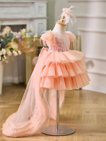 NumberSea - Ball - Gown/Princess Tulle Asymmetrical 1st Birthday Party Baby Girl Dress