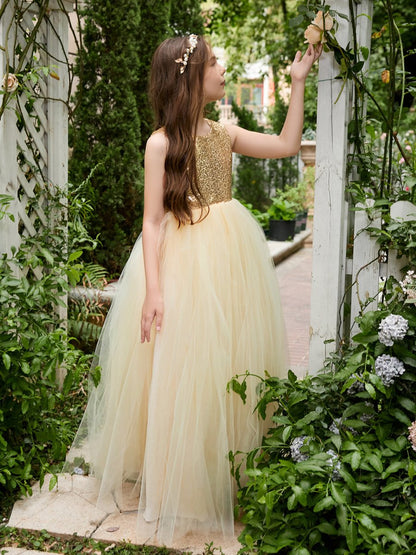 NumberSea - Ball - Gown/Princess Tulle Floor - length Champagne Flower Girl Dress