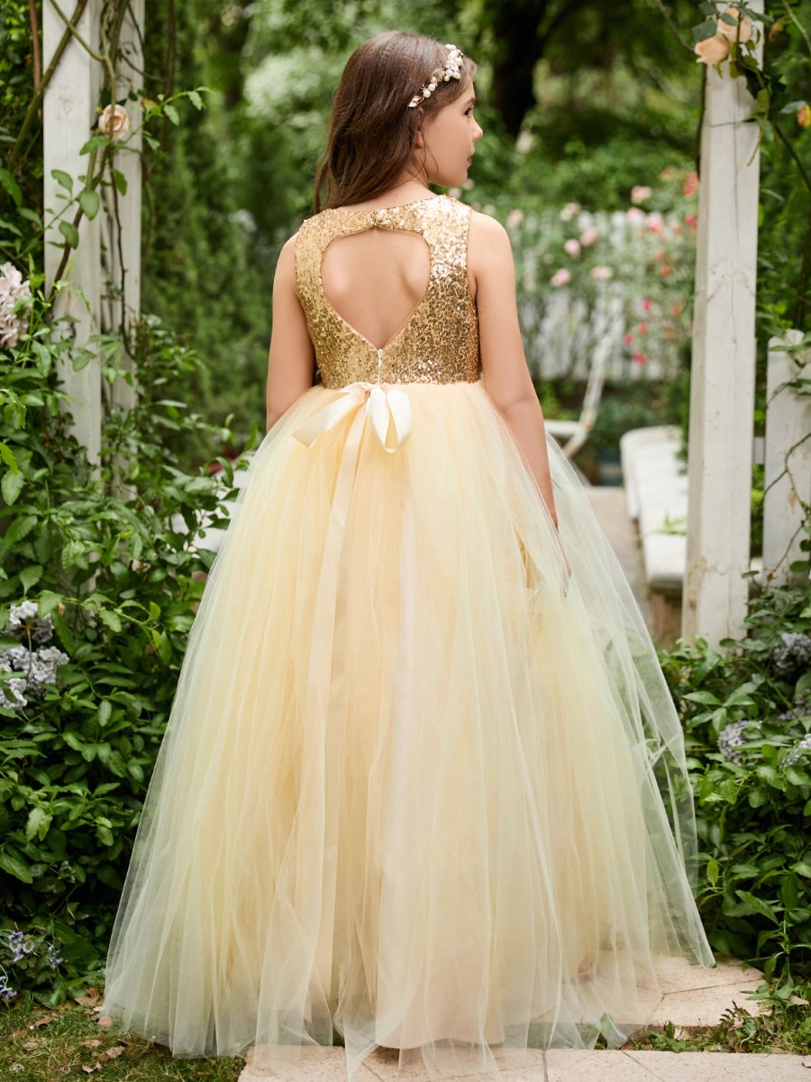 NumberSea - Ball - Gown/Princess Tulle Floor - length Champagne Flower Girl Dress