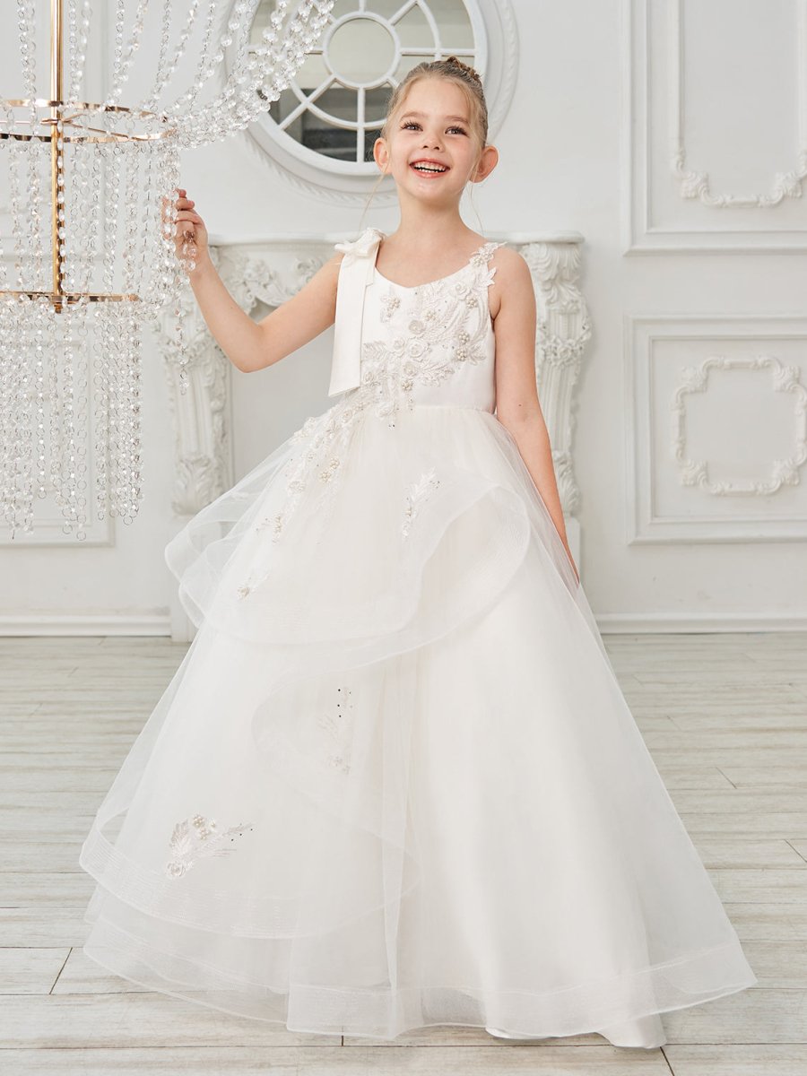 NumberSea - Ball - Gown/Princess Tulle Floor - length First Communion Flower Girl Dress