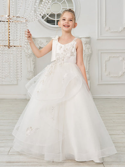 NumberSea - Ball - Gown/Princess Tulle Floor - length First Communion Flower Girl Dress