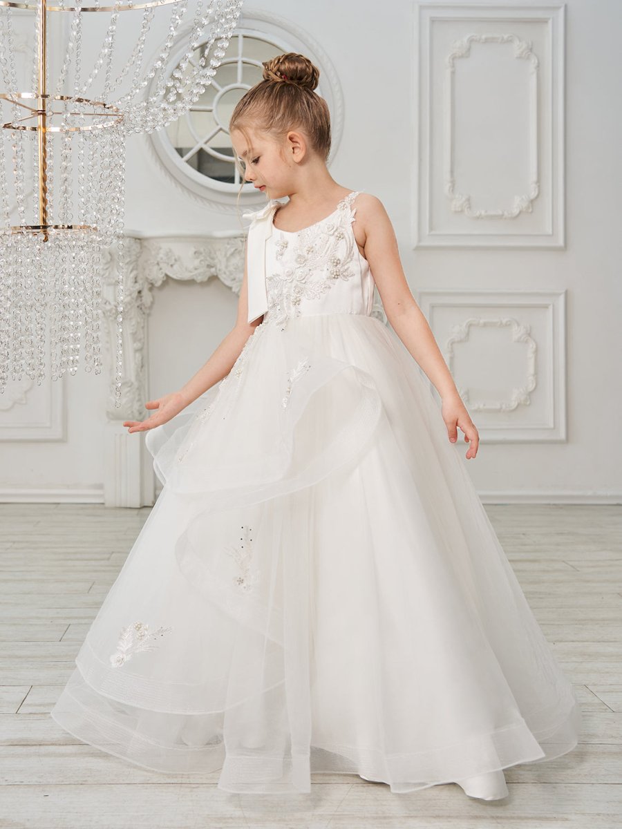 NumberSea - Ball - Gown/Princess Tulle Floor - length First Communion Flower Girl Dress