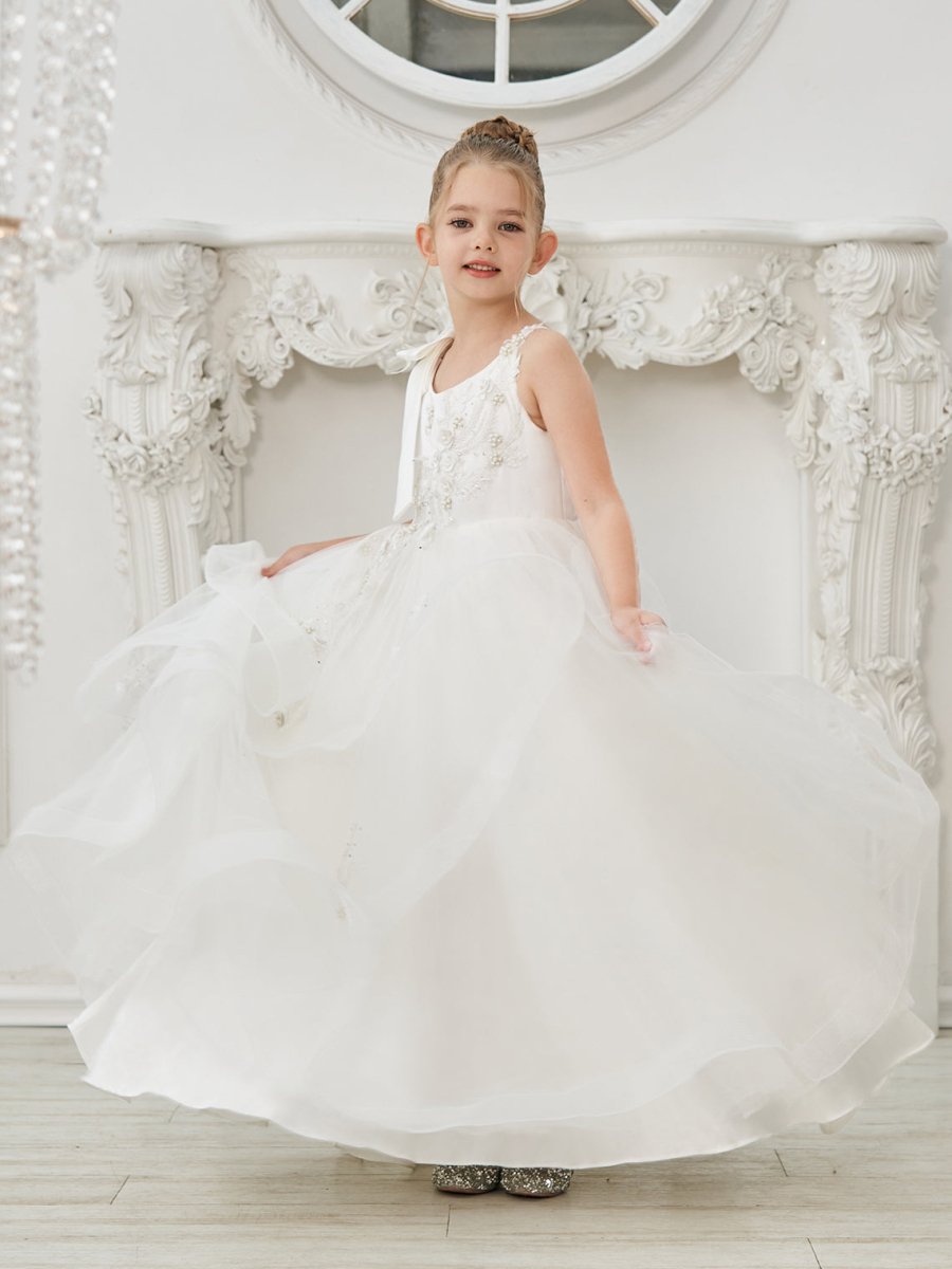 NumberSea - Ball - Gown/Princess Tulle Floor - length First Communion Flower Girl Dress