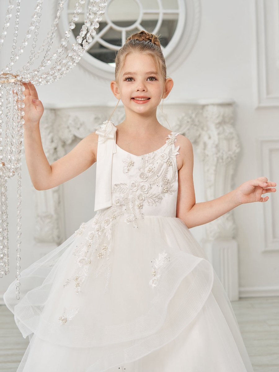 NumberSea - Ball - Gown/Princess Tulle Floor - length First Communion Flower Girl Dress