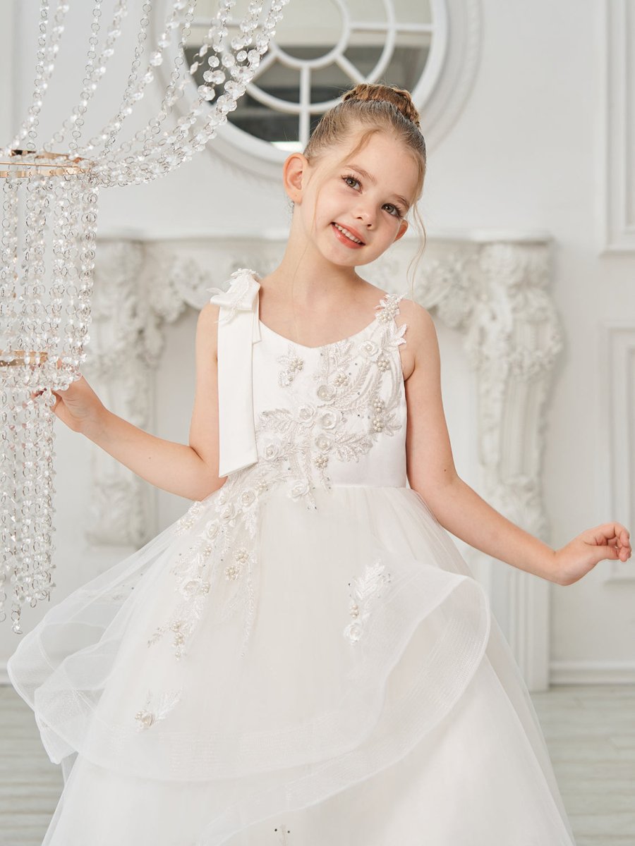 NumberSea - Ball - Gown/Princess Tulle Floor - length First Communion Flower Girl Dress