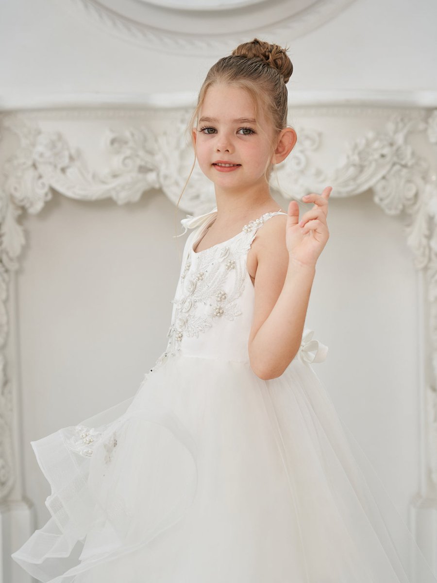 NumberSea - Ball - Gown/Princess Tulle Floor - length First Communion Flower Girl Dress