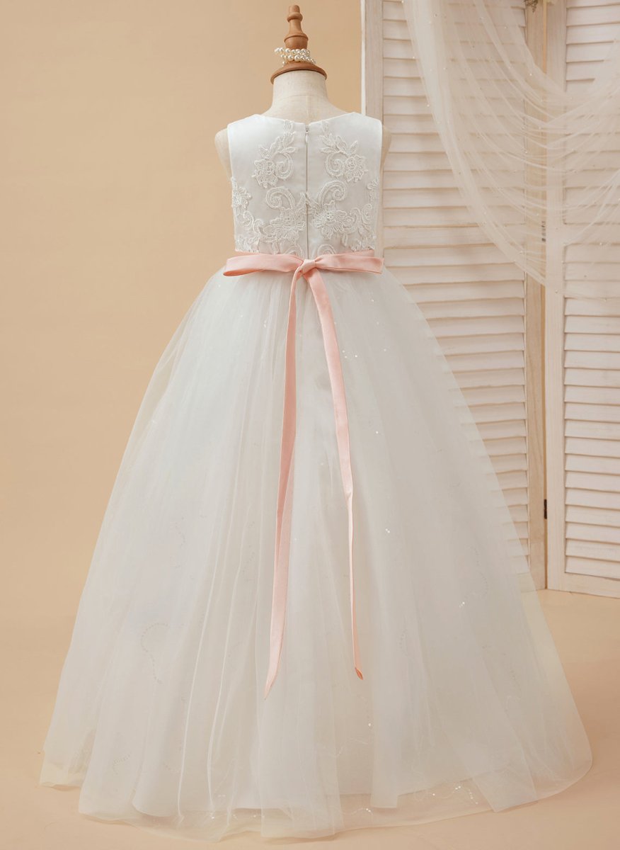 NumberSea - Ball - Gown/Princess Tulle Floor - length Ivory Flower Girl Dress