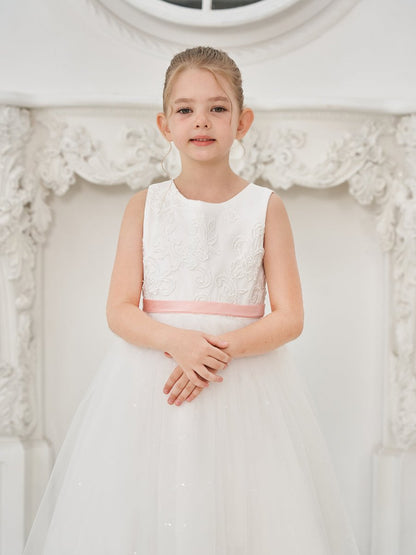 NumberSea - Ball - Gown/Princess Tulle Floor - length Ivory Flower Girl Dress