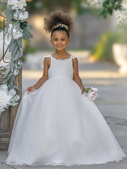 NumberSea - Ball - Gown/Princess Tulle Floor - length Ivory Flower Girl Dress