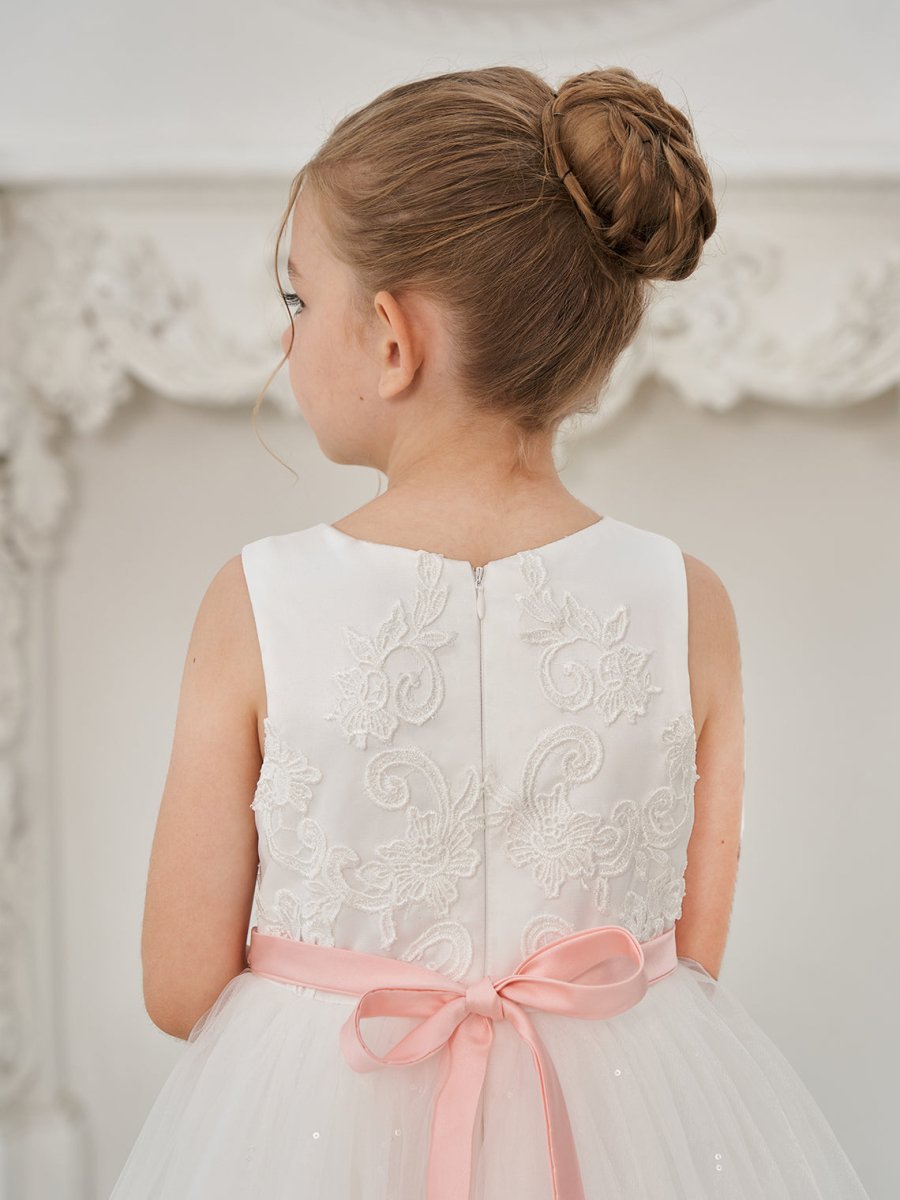 NumberSea - Ball - Gown/Princess Tulle Floor - length Ivory Flower Girl Dress