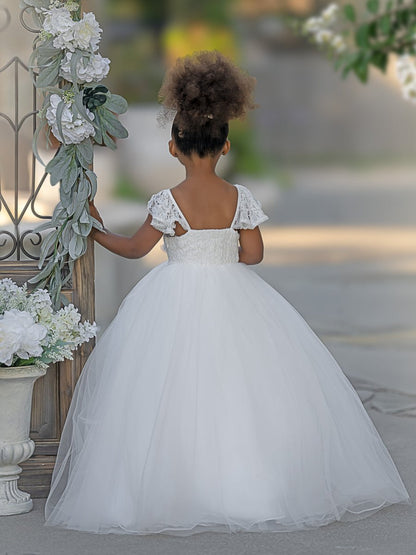 NumberSea - Ball - Gown/Princess Tulle Floor - length Ivory Flower Girl Dress