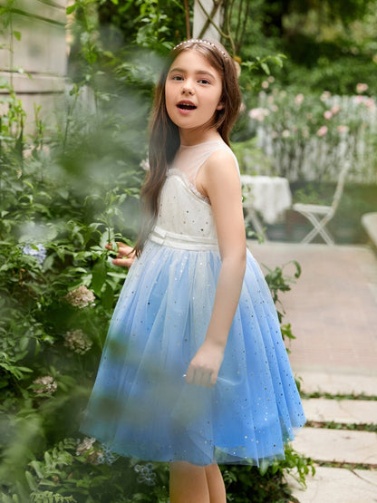 NumberSea - Ball - Gown/Princess Tulle Knee - length Blue Flower Girl Dress