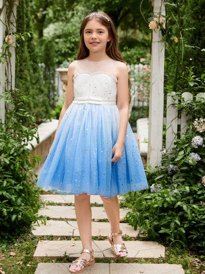 NumberSea - Ball - Gown/Princess Tulle Knee - length Blue Flower Girl Dress