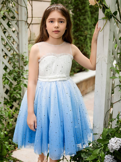 NumberSea - Ball - Gown/Princess Tulle Knee - length Blue Flower Girl Dress