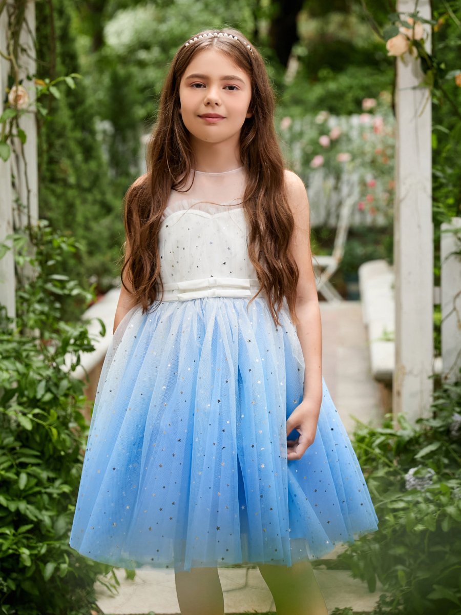 NumberSea - Ball - Gown/Princess Tulle Knee - length Blue Flower Girl Dress