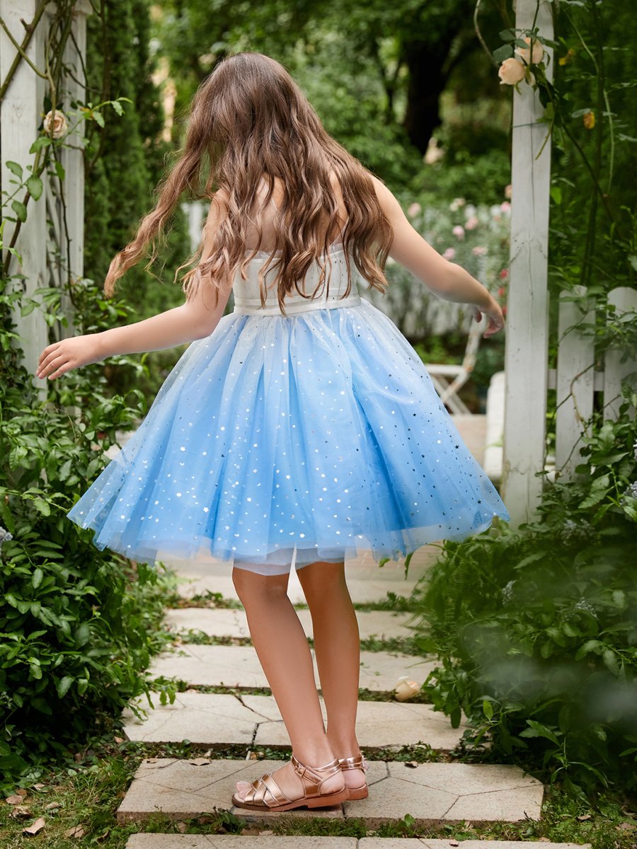 NumberSea - Ball - Gown/Princess Tulle Knee - length Blue Flower Girl Dress