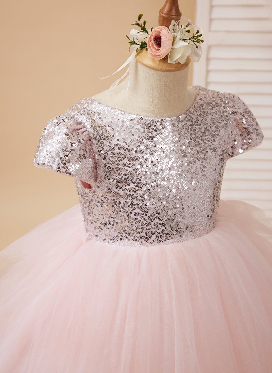 NumberSea - Ball - Gown/Princess Tulle Pink Birthday Flower Girl Dress