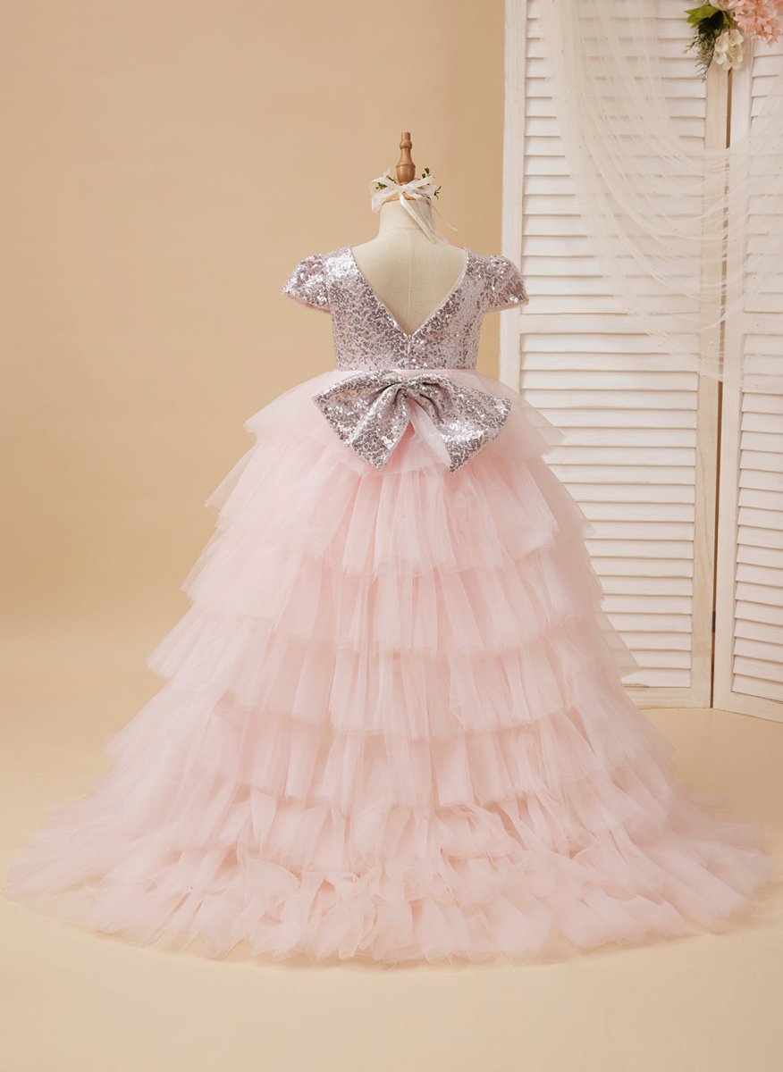 NumberSea - Ball - Gown/Princess Tulle Pink Birthday Flower Girl Dress