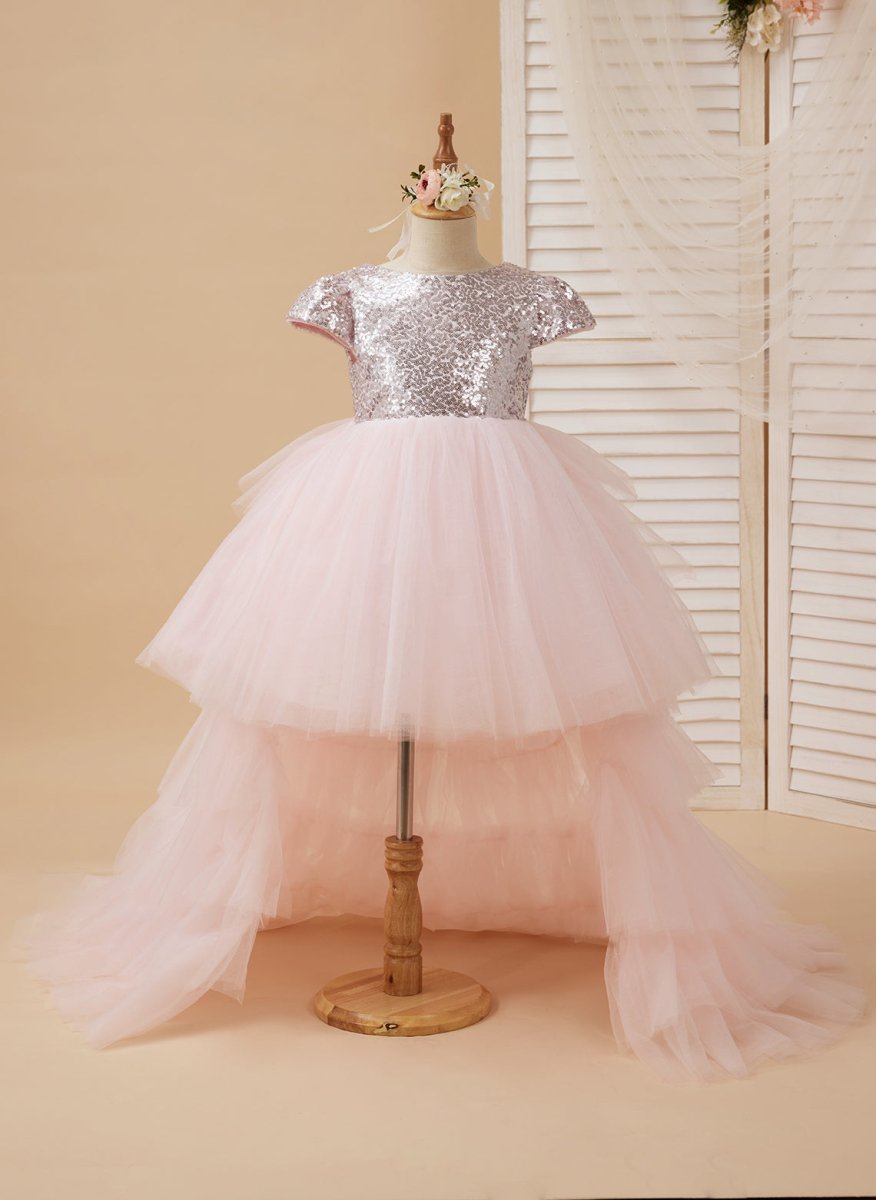 NumberSea - Ball - Gown/Princess Tulle Pink Birthday Flower Girl Dress