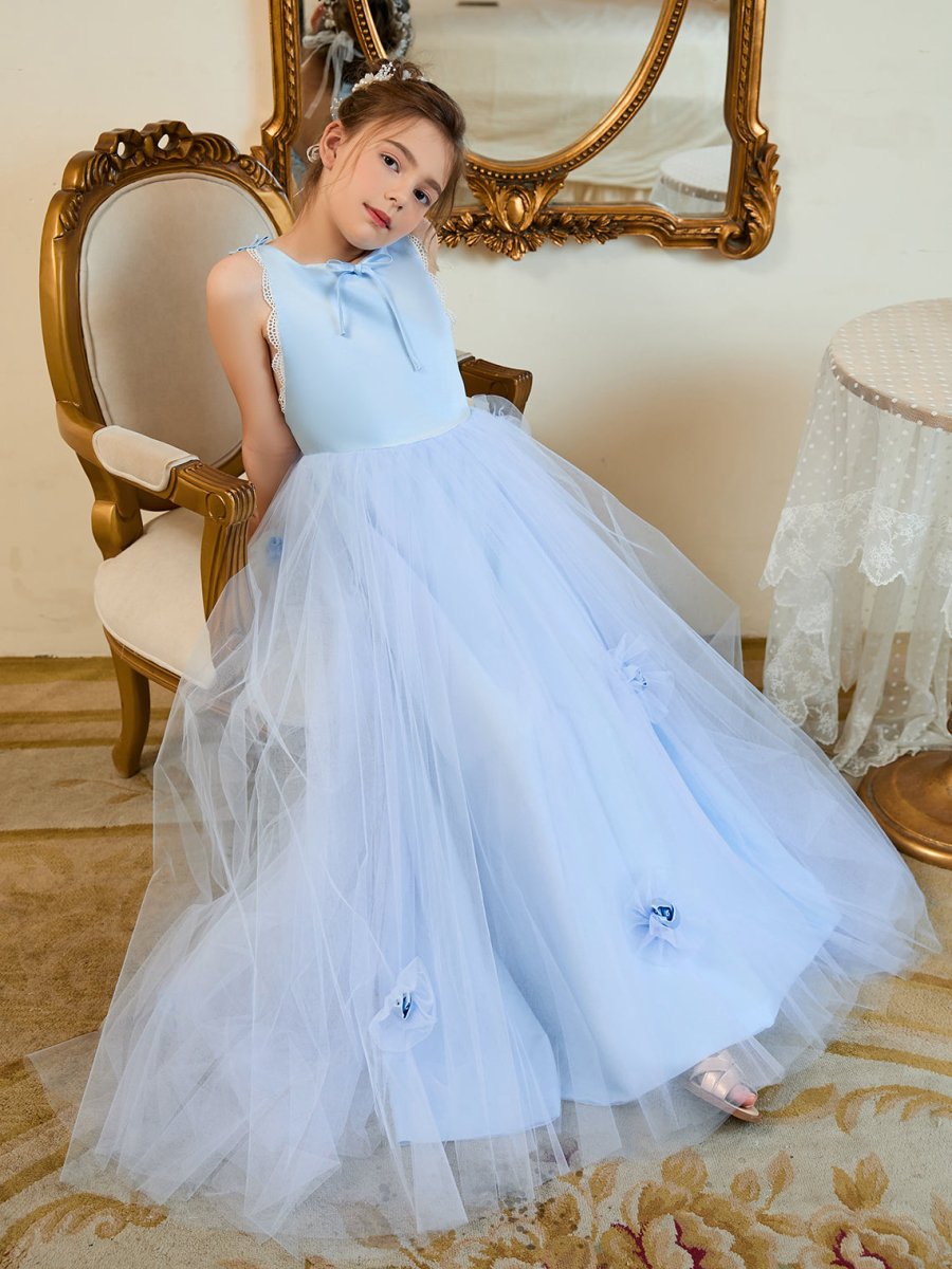 NumberSea - Ball - Gown/Princess Tulle Sweep Train Blue Flower Girl Dress