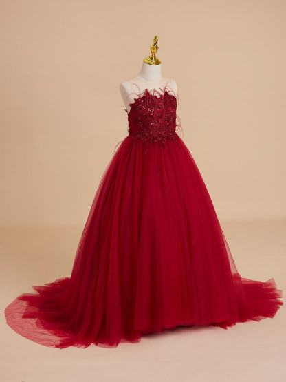 NumberSea - Ball - Gown/Princess Tulle Sweep Train Flower Girl Dress