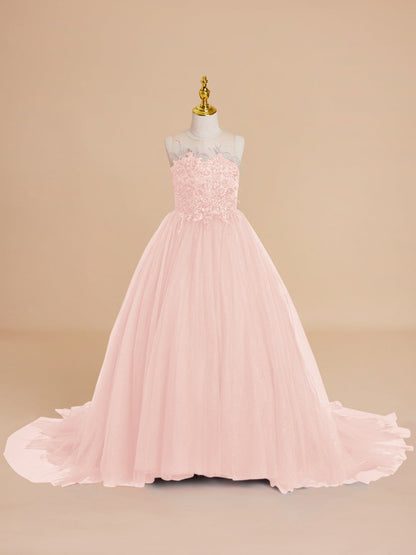 NumberSea - Ball - Gown/Princess Tulle Sweep Train Flower Girl Dress