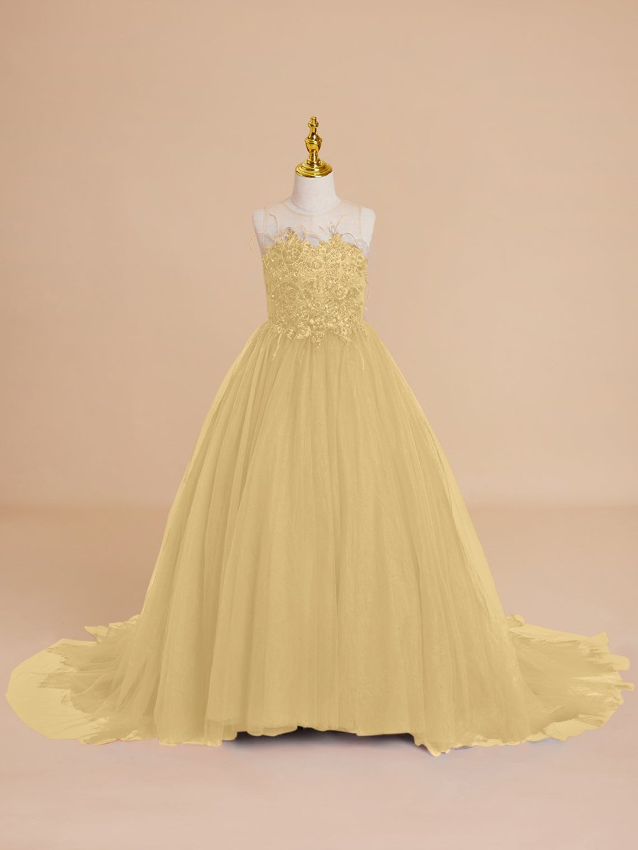 NumberSea - Ball - Gown/Princess Tulle Sweep Train Flower Girl Dress