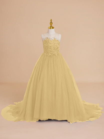 NumberSea - Ball - Gown/Princess Tulle Sweep Train Flower Girl Dress