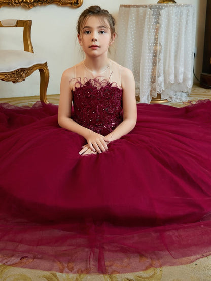 NumberSea - Ball - Gown/Princess Tulle Sweep Train Flower Girl Dress