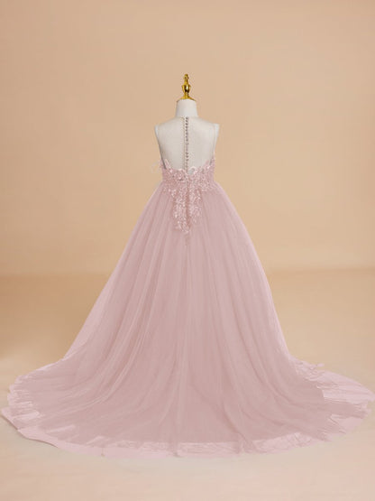 NumberSea - Ball - Gown/Princess Tulle Sweep Train Flower Girl Dress