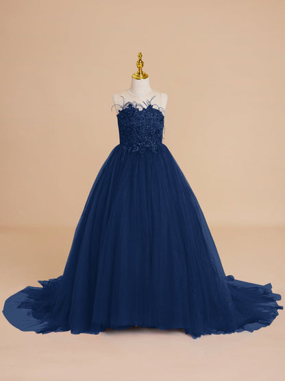 NumberSea - Ball - Gown/Princess Tulle Sweep Train Flower Girl Dress