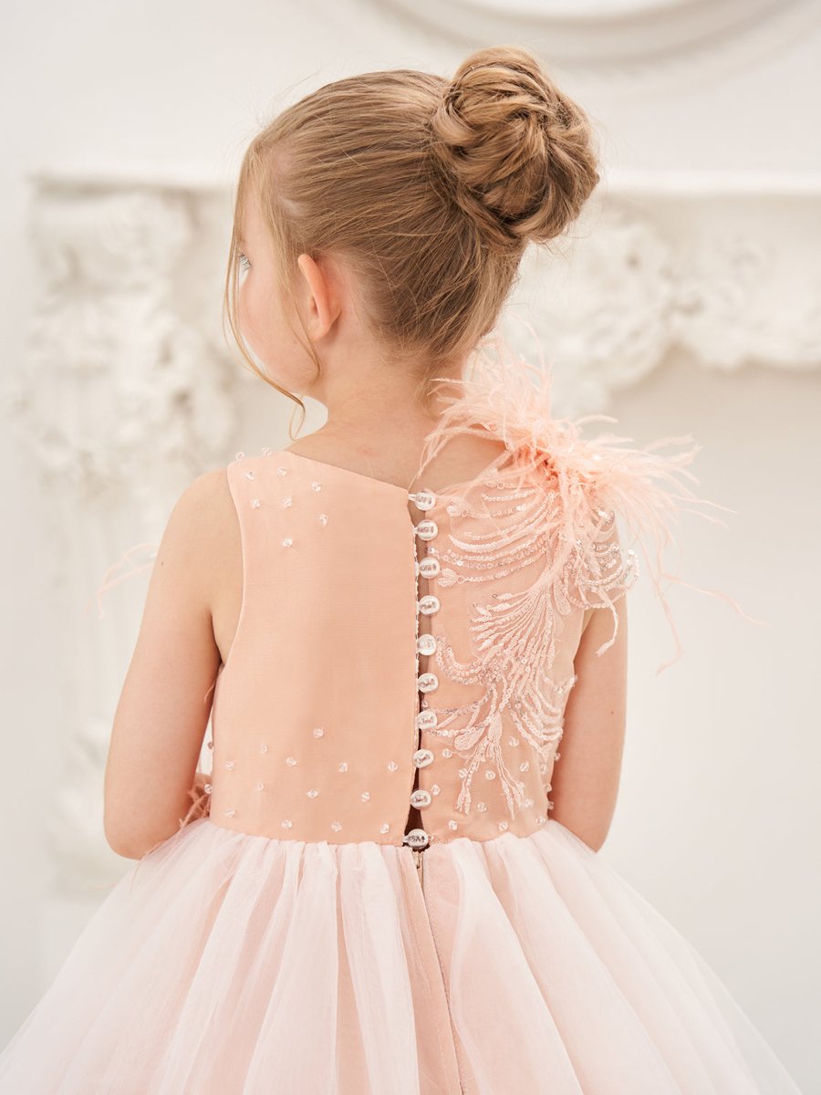 NumberSea - Ball - Gown/Princess Tulle Sweep Train Pink Flower Girl Dress