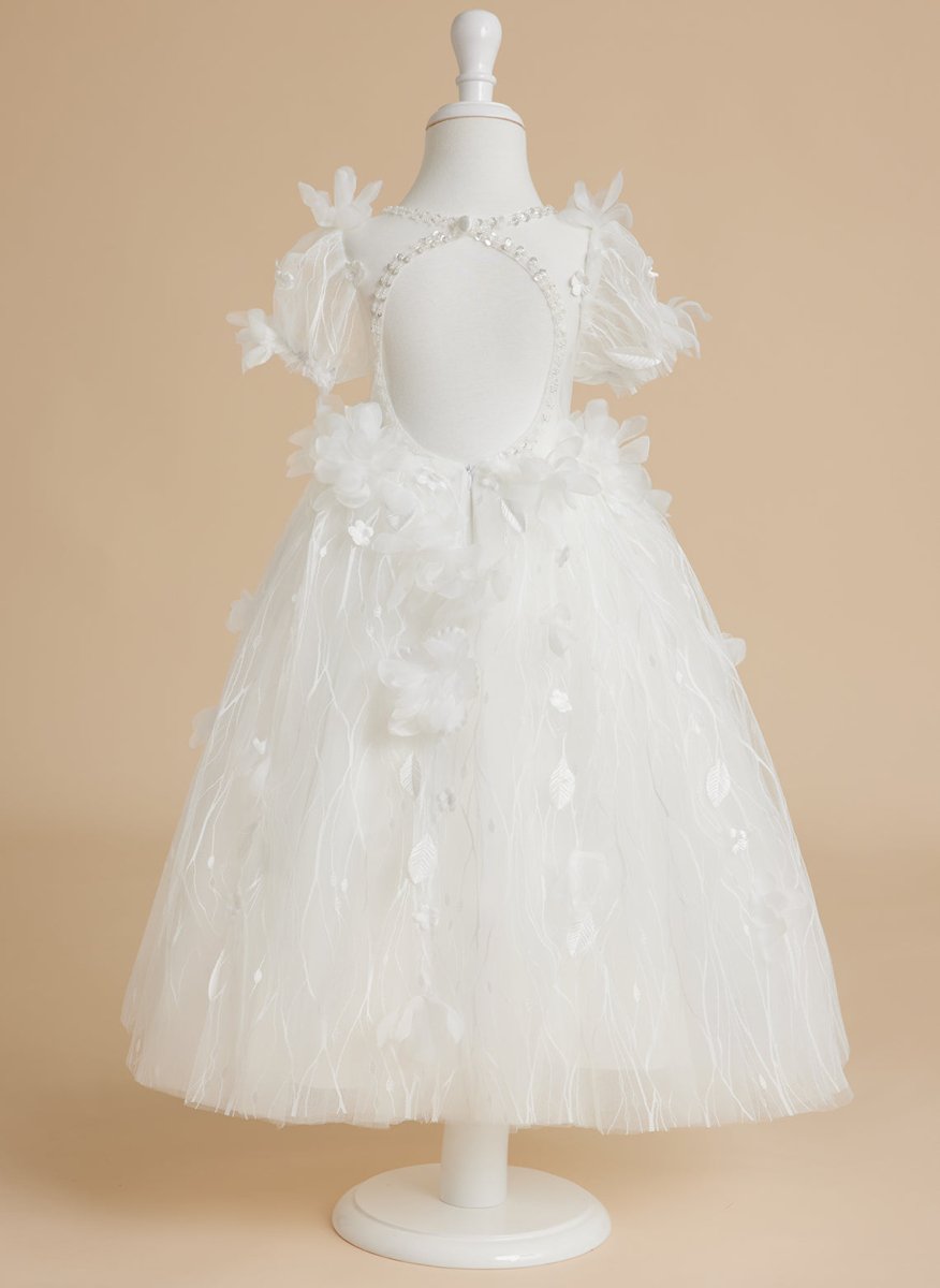 NumberSea - Ball - Gown/Princess Tulle Tea - length White Baby Girl Dress