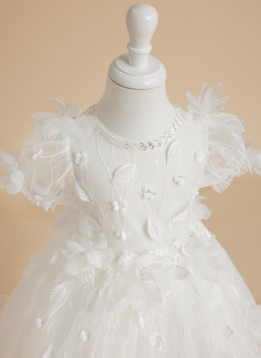 NumberSea - Ball - Gown/Princess Tulle Tea - length White Baby Girl Dress