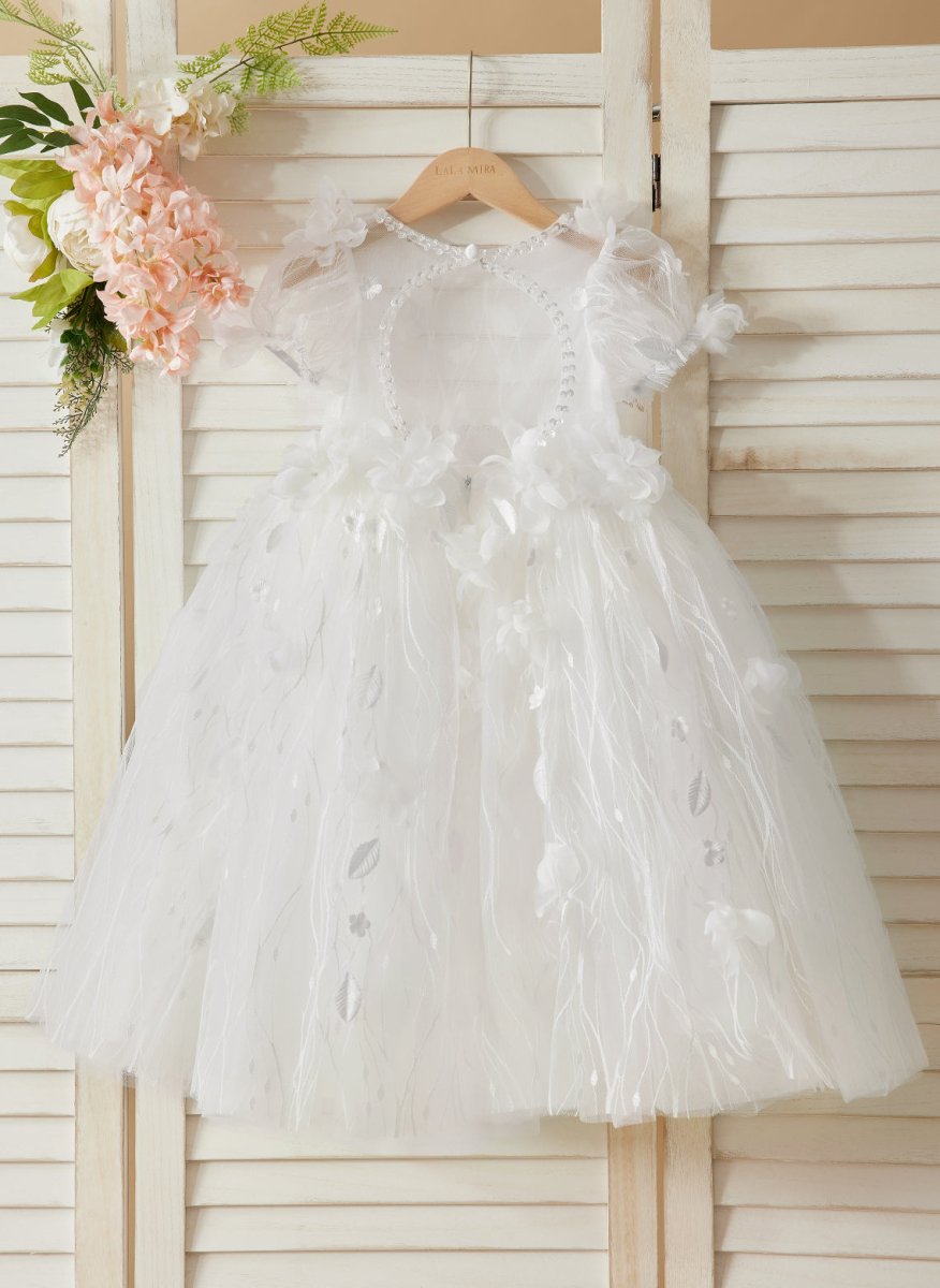 NumberSea - Ball - Gown/Princess Tulle Tea - length White Baby Girl Dress