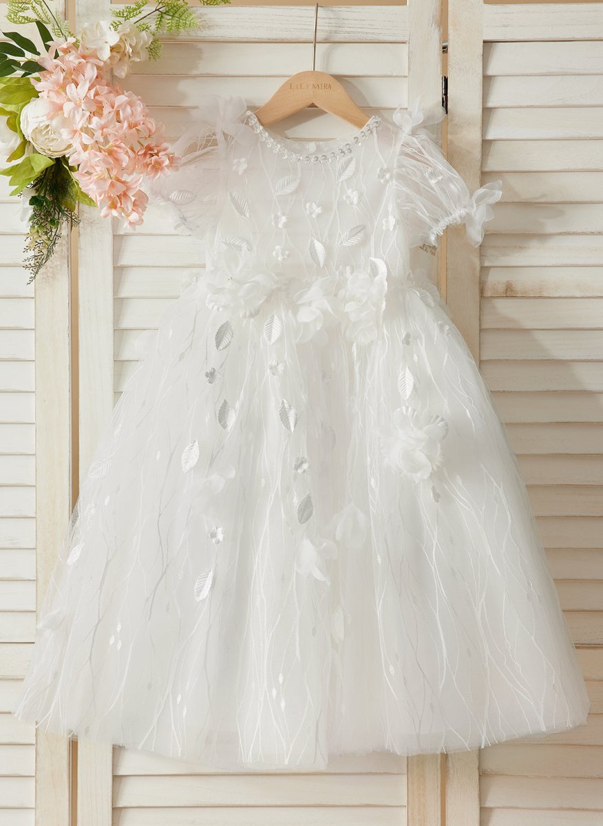 NumberSea - Ball - Gown/Princess Tulle Tea - length White Baby Girl Dress